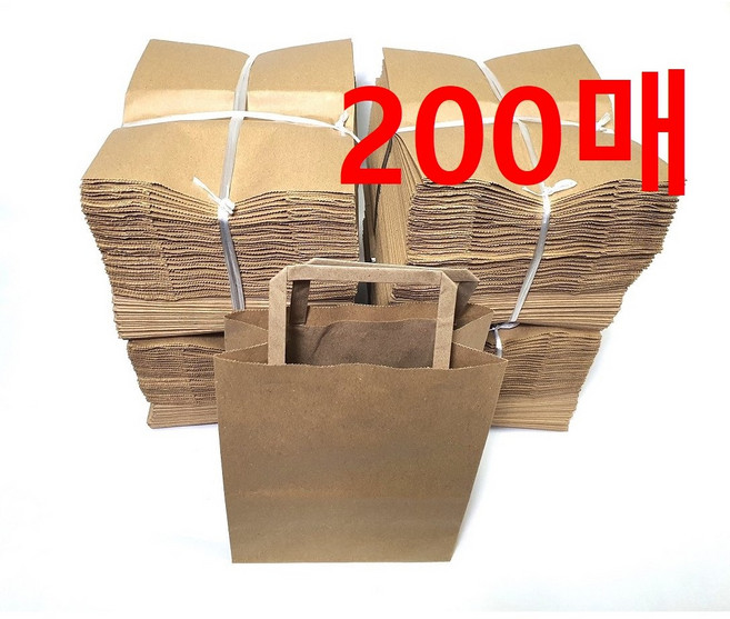 모아요플러스 종이쇼핑백 200매, 크라프트쇼핑백