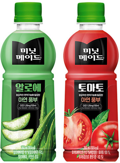 미닛메이드 2종세트 12+12 토마토 알로에 주스 350ml