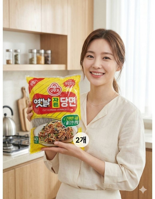 오뚜기 옛날 자른 당면 대용량 쫄깃한 고구마 전분 잡채 요리 필수템 식자재, 2개, 1kg