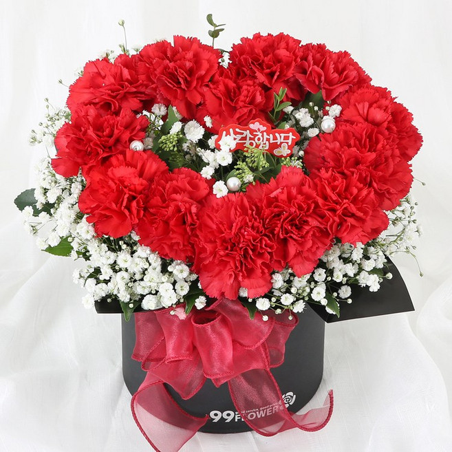 (오늘도착) 어버이날 카네이션 플라워박스 하트 레드카네이션 생화 부모님선물 어버이날선물 카네이션꽃상자 효도선물 당일꽃배달 [ST-B517], 1개
