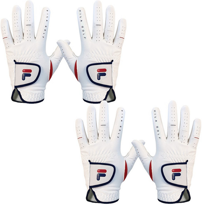 휠라골프 남녀공용 극세사 골프장갑 양손용, 화이트, 2세트