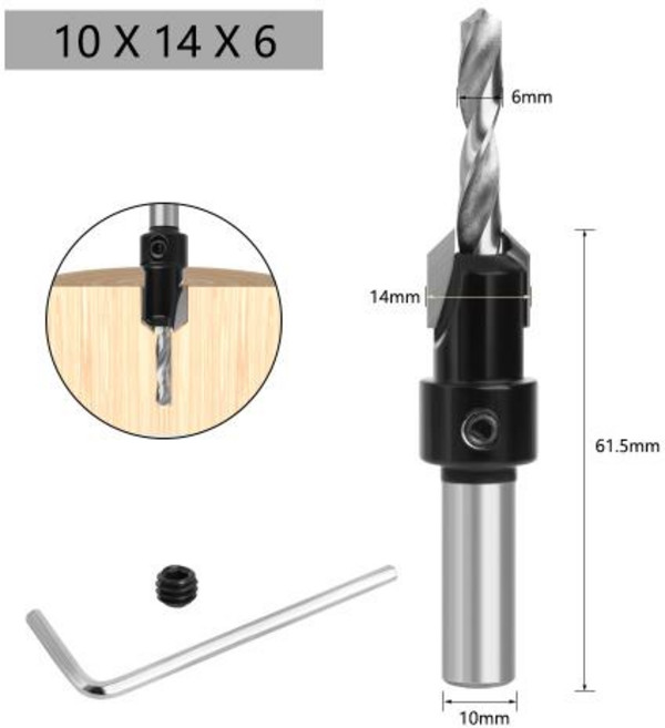 8/10mm 라운드 생크 HSS 코어 드릴 비트 목공 카운터 싱크 나사 추출기 목재 밀링 커터 용 Remon 철거, 10x14x6.0, 1개