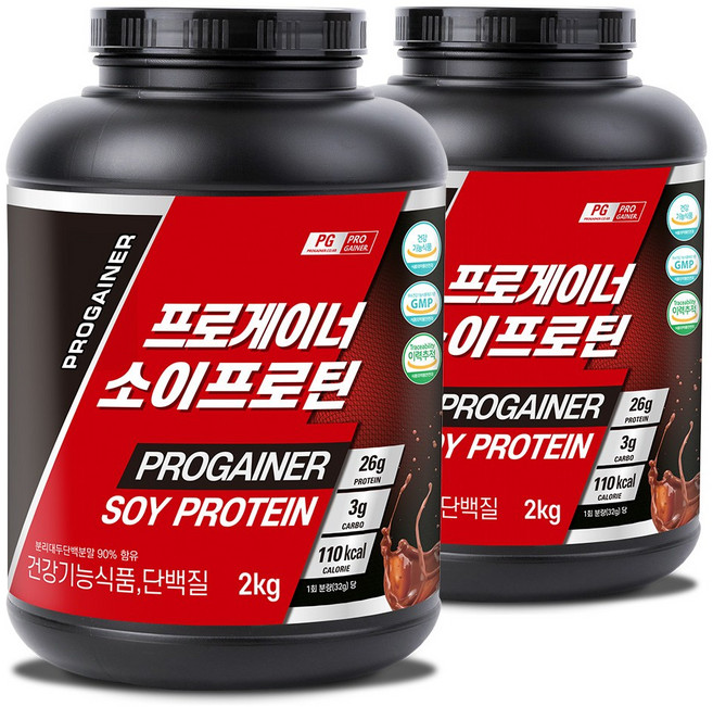 프로게이너 소이프로틴 초코맛 분리대두단백질 프로틴쉐이크, 2kg, 2개