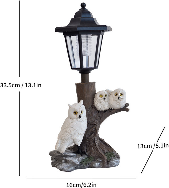 戶外樹脂動物太陽能燈, LW231005六角燈 一家三口貓頭鷹  一個