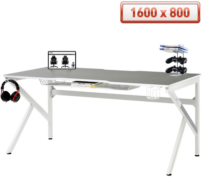 에이픽스 1인용 컴퓨터책상 GD001 1600L 화이트 1600x800