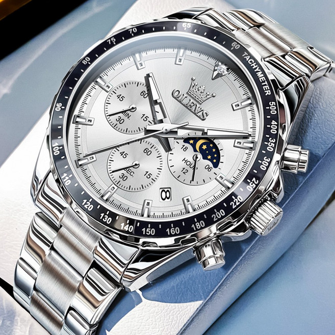 OLEVS 남성시계 럭셔리 석영 명품 다기능 큐빅 야광 워터프루프 남자손목시계