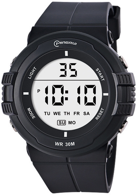 LABTZ 대형 글라스 스포츠 우레탄 밴드 방수 크로노 디지털 전자 손목시계