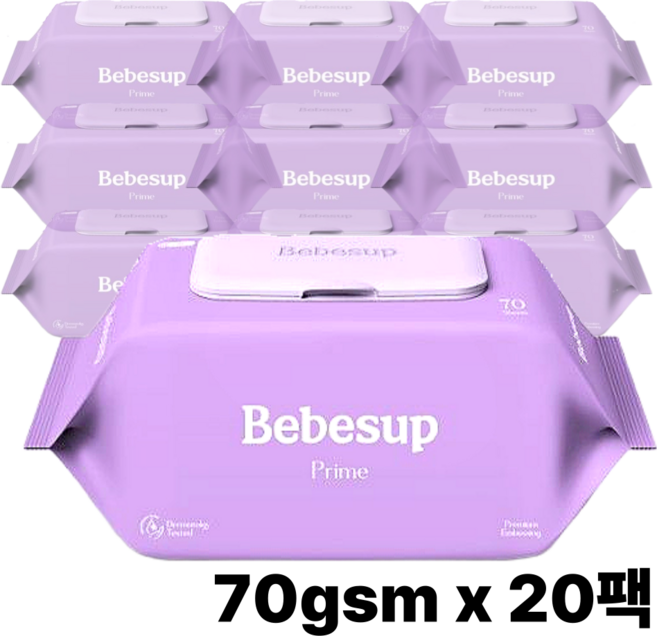 베베숲 프라임 아기물티슈 캡형 유아물티슈, 70g, 70매, 20개