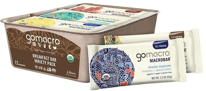 GoMacro MacroBar 유기농 비건 단백질 바 - 초콜릿 애호가 버라이어티 팩 (65.2g(2.3온스) 바 12개), 1개, 65g - 쿠팡