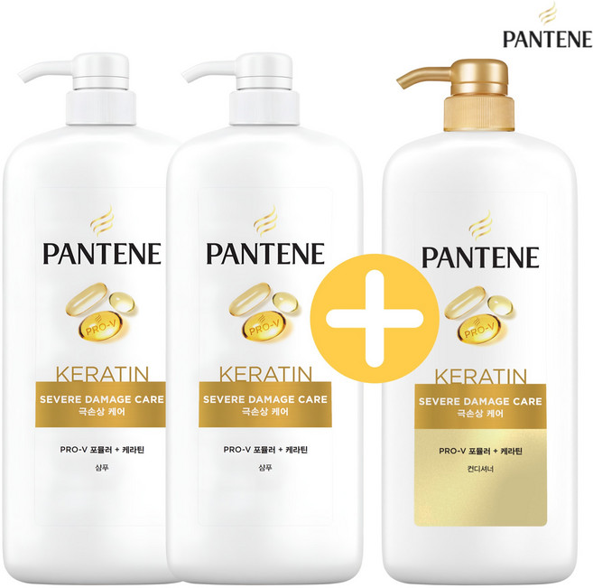 팬틴 대용량 극손상 케어 샴푸 린스 컨디셔너 1200ml 2개/3개, 3개, 극손상 샴푸 2개+컨디셔너 1개, 1.2L