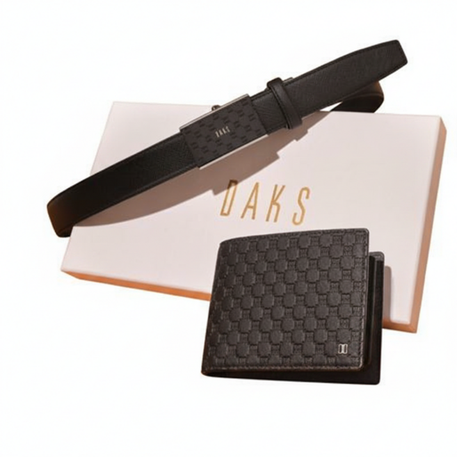 26SS 26SS닥스) 지갑벨트세트 블랙 루이스 DD패턴 자동벨트 DBWA6E981BK
