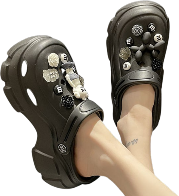 로로비 여성 통굽 7CM 키높이 슬리퍼 회사 사무용 여행용 샌들 RB0029