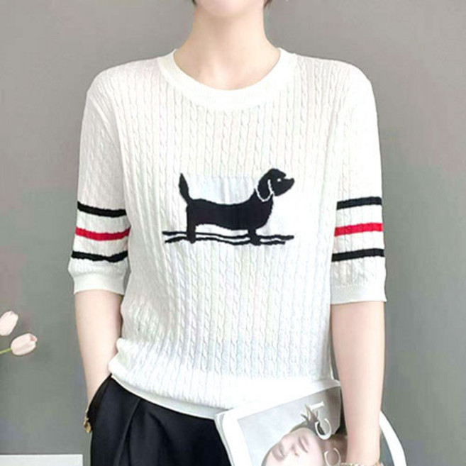 여성 케이블 고급 니트 부드러운 꽈배기 라운드넥 여성 골프니트 55~77 긴팔티 겨울 골프룩 이너