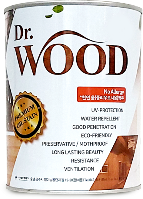 친환경인증 닥터우드 오일스테인 4리터 오일스텐 데크 방부목 방수 방청, 1개, 도토리