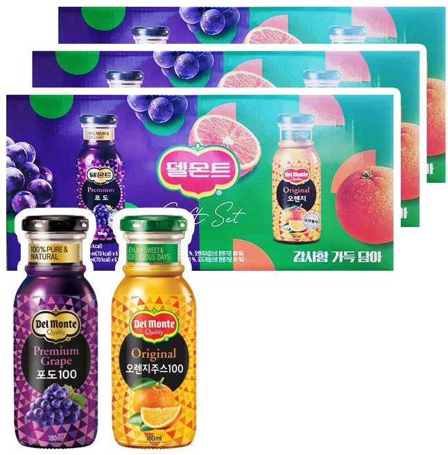 델몬트 음료선물세트 소병 감사함 가득담아, 180ml, 36개