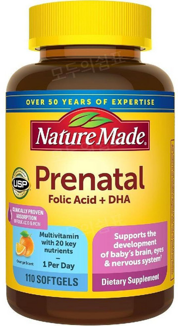 네이처메이드 prenatal 여성 임산부 멀티비타민 엽산 DHA 110캡슐 임신준비, 110정, 1개