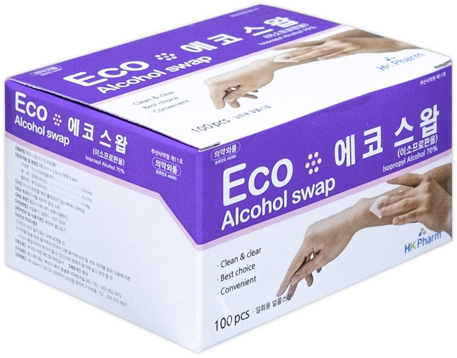 에코스왑 알콜솜 소독솜 알콜스왑 100매입, 100개입, 1개