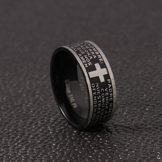 맨즈버즈 남자반지 써지컬스틸 십자 주기도문