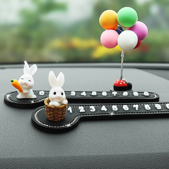 홈바내쓰 귀여운 토끼 야광 주차번호판 차량 자동차 전화번호판 + 사은품 증정, 바구니토끼