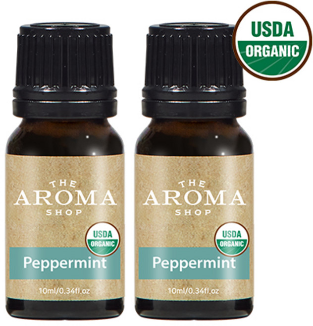 더아로마샵 USDA 유기농 에센셜오일 디퓨저 아로마테라피 숙면 힐링, 2개, 10ml, 페퍼민트 유기농 에센셜오일