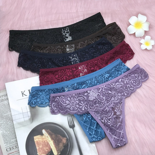 牛奶絲絨蕾絲美臀丁字褲 貨號5099, 單件隨機不挑色