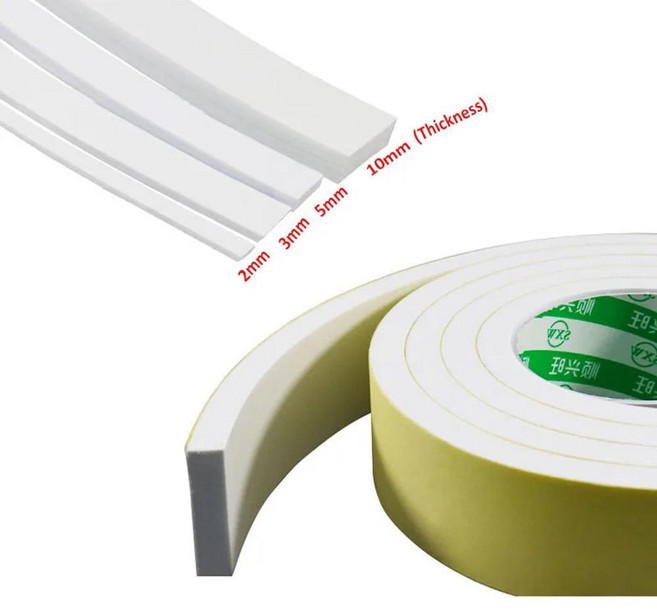 흰색 두꺼운 EVA 스폰지 테이프 강력한 폼 충돌 방지 스트립 방음 실란트 단면 접착제, 10x15mm(2m), 1개