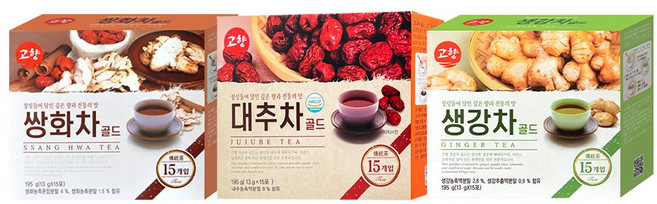 고향 쌍화차 골드 + 대추차 골드 + 생강차 골드, 13g, 15개입, 3개