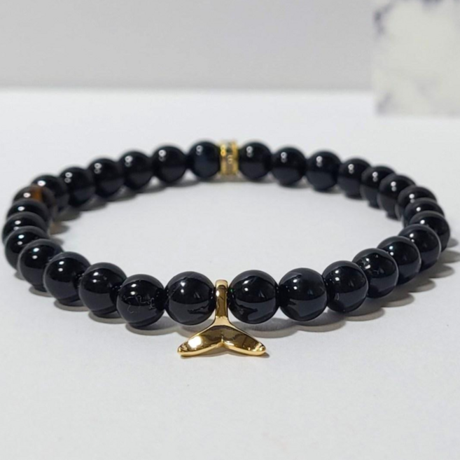 오닉스 고래 꼬리 행운 팔찌 천연원석 부적 커플 남자 여자 용기 보호 학생 학업 성취 원석 팔찌제작 맞춤 동경스톤