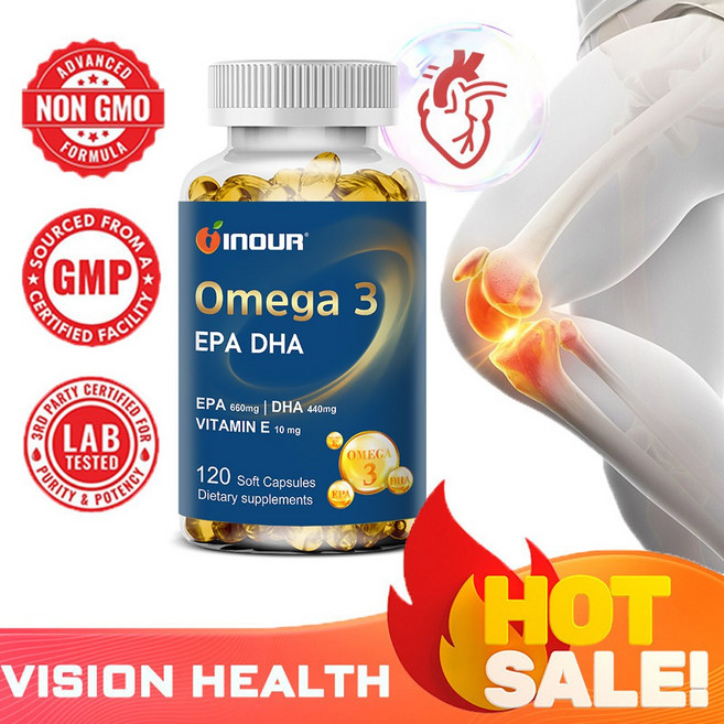 심혈관 눈 관절 건강에 좋은 고순도 오메가-3 EPA DHA - 60/120캡슐, 3개, 120정