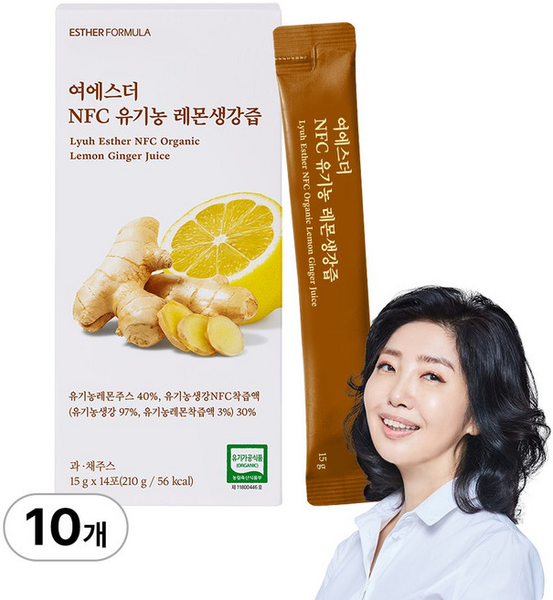 [본사직영] 여에스더 NFC 유기농 레몬생강즙 국민영양 프로젝트, 10박스, 210g