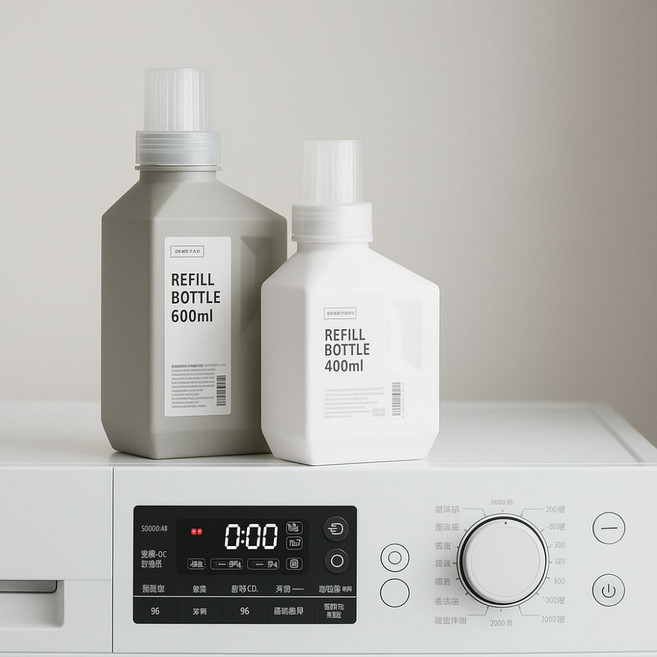 1+1 세탁 세제소분용기 드럼세탁기 섬유유연제 리필 세제통 (라벨미포함), 화이트(1000ml), 1개