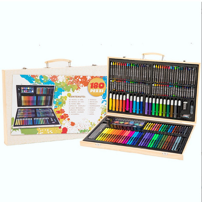 180종 미술세트 색연필 크레용 파스텔 싸인펜 전문가용, 1세트