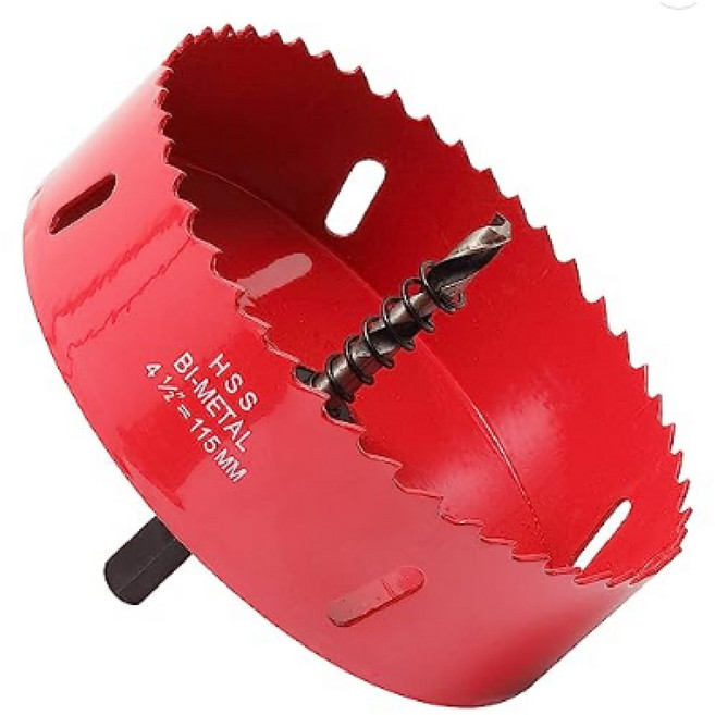 플로메리아 바이메탈 목공 홀쏘 115mm 기본아바포함 원형 배관 타공 천장 SMC 매립등설치 목재 석고 pvc 플라스틱 목공용 홀소 홀커터 홀캇타, 1개