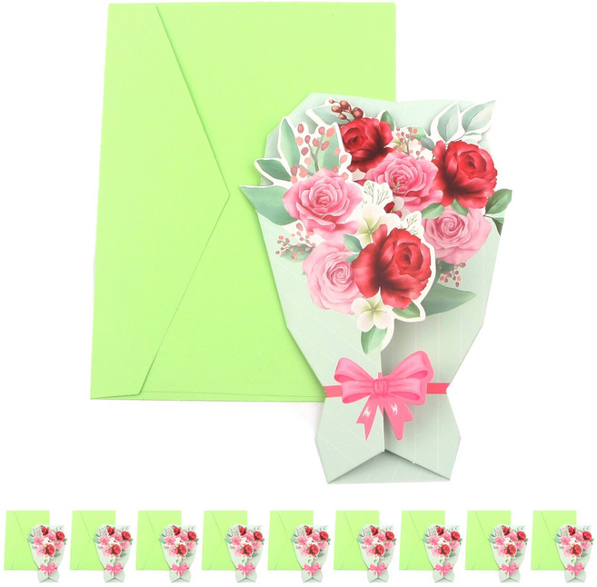 어버이날 스승의날 플라워 감사카드 손편지 10매, 1개, 민트(봉투포함)