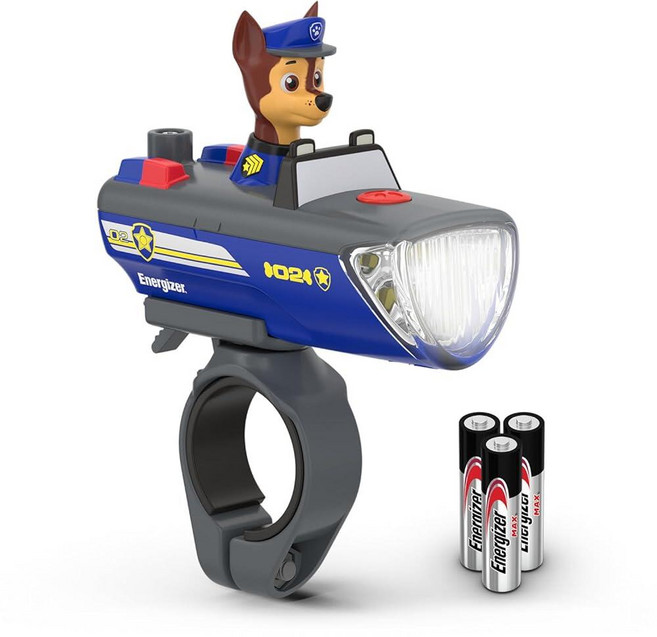 Energizer 퍼피 구조대 체이스 바이크 라이트 아동용 자전거 및 스쿠터용 장난감 손전등 남아 여아용 (배터리 포함), 1개