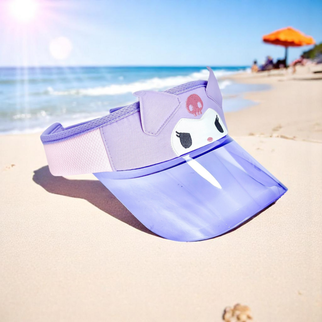 산리오 쿠로미 키즈 투명 썬캡 여름 어린이 모자 아동 자외선 차단 챙 여아 선캡 햇 퍼플