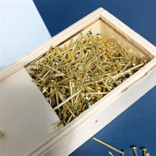 [스트링아트 못] 둥근머리 신주못 금색 - 두가지사이즈 나무상자포장, 1개, 22mm, 1개