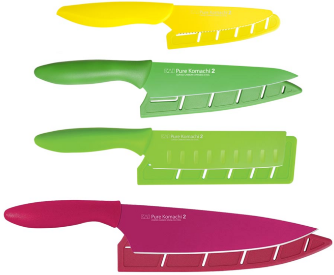 카이지루시 퓨어코마치2 칼 (칼집 포함) 4종 세트 일본 주방 조리 도구 추천 나이프/식도/식칼 미니 과도/국민 이유식칼/쉐프/셰프/산도쿠 셋트, 과도+나키리+유틸리티+셰프(핑크), 1개
