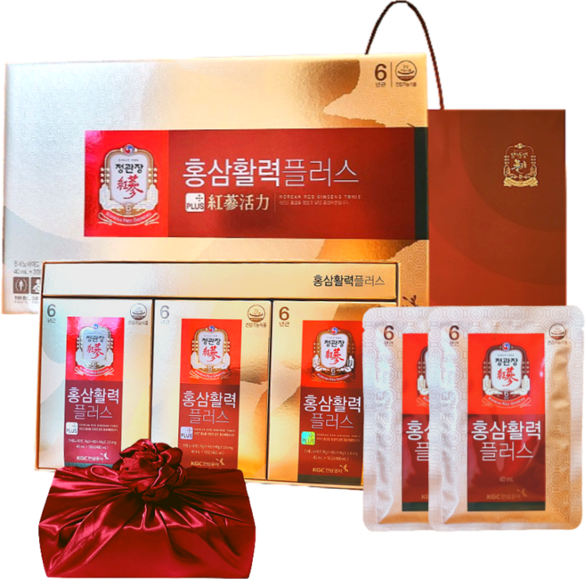 정관장 6년근 홍삼활력 30포 1200ml 플러스+쇼핑백 가정의달 추석 설 명절 선물세트(보자기포함) 1개, 1.2L, 1세트