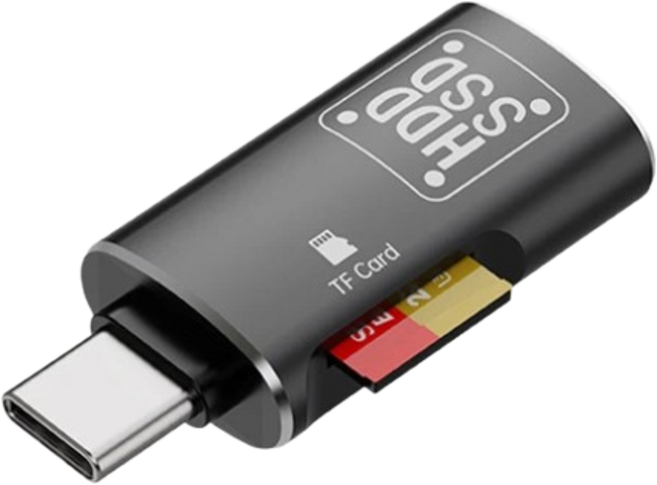 WEET 讀卡機 Type-C3.0介面TF讀卡器 TF/USB可同讀 USB移動盤轉換器 OTG轉接頭, 適用i15/16/17 TF/USB同讀-黑色, 1個, 手機Type-C3.0接口TF讀卡器及USB移動盤轉換器 OTG轉接頭