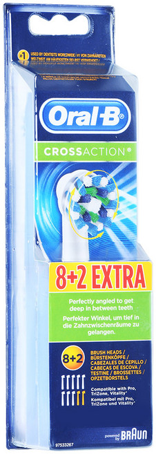 오랄비 EB50-8+2 1팩 10개입 크로스액션 전동칫솔모, 1개