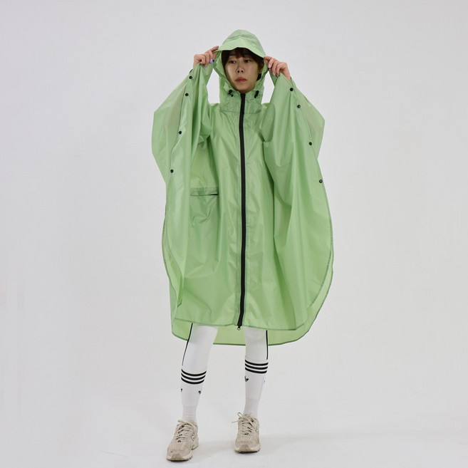레이블록 지퍼식 판초 우의 우비, 민트그린, 1개