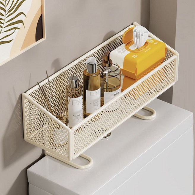 마벨인홈 무타공 욕실 변기 메쉬 틈새 정리 선반, 1개, 화이트