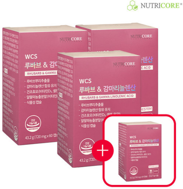 [뉴트리코어] WCS 루바브 & 감마리놀렌산, 60정, 240개