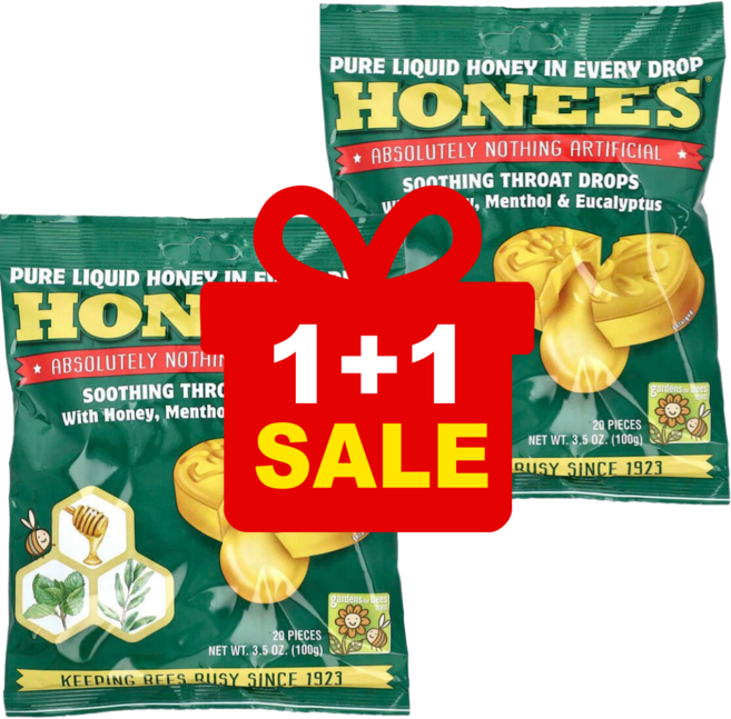 허니즈 멘톨 및 유칼립투스 사탕 목캔디 킹사이즈 사탕 100g / 해외직구 이탈리아정품, 2개