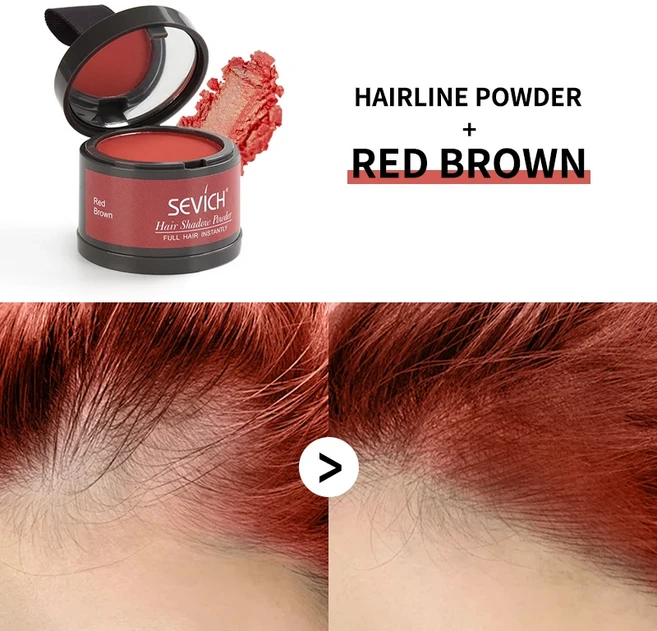 Sevich 8 컬러 헤어 푹신한 파우더 라인 섀도우 천연 인스턴트 커버 메이크업 컨실러 커버리지 방수, 01 CHINA, 10 red brown