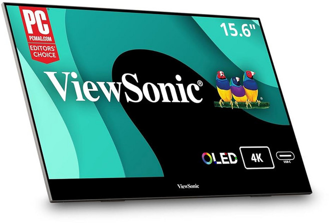 뷰소닉 VX1655-4K-OLED 15.6인치 4K UHD 휴대용 OLED 모니터(2방향 전원 60W USB C 미니 HDMI 듀얼 스피커 및 마그네틱 커버가 내장된 스탠드, 4K OLED