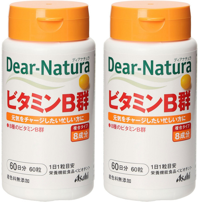 Asahi 디어 내츄라 비타민B군 타블렛 플라스틱 보틀, 2개, 60정