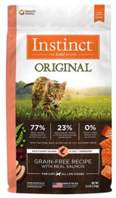 Instinct 原創系列無穀物貓糧，野生鮭魚配方，全貓糧，提供最佳生肉營養, REAL SALMON, 4.5kg, 1袋