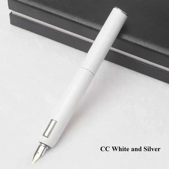 독일 LM 레드 닷 어워드 다이얼로그 포커스 CC 만년필 블랙 화이트 티타늄 14K 골드 팁 닙 잉크 리, white silver, EF Nib No Box, 02 White Silver